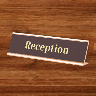 Modern Bruin Goud Professionele Kantoor Receptie Bureau Naambordje