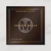 Modern bruin goudmonogram - Aangepast monogram - P Vierkante Visitekaartje (Voorkant)