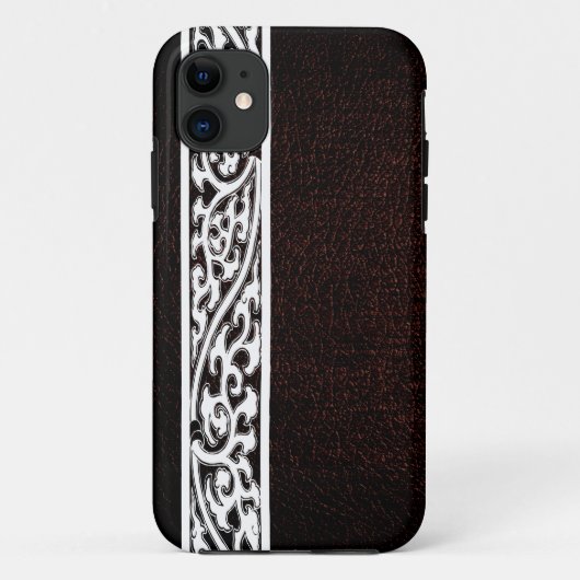 Modern bruin leder Case-Mate iPhone case (Achterkant)