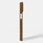 Modern bruin leder geborsteld goudmonogram Case-Mate iPhone case (Achterkant / Rechts)