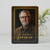 Modern Bruin Lederen Foto Pensioenfeest Folie Uitnodiging (Staand Voorkant)