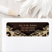 Modern bruin leer Damask Country Wedding Etiket (Insitu)