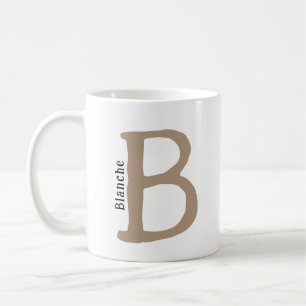 Modern Bruin Monogrammed Initiaal & Naam Koffie Mo Koffiemok