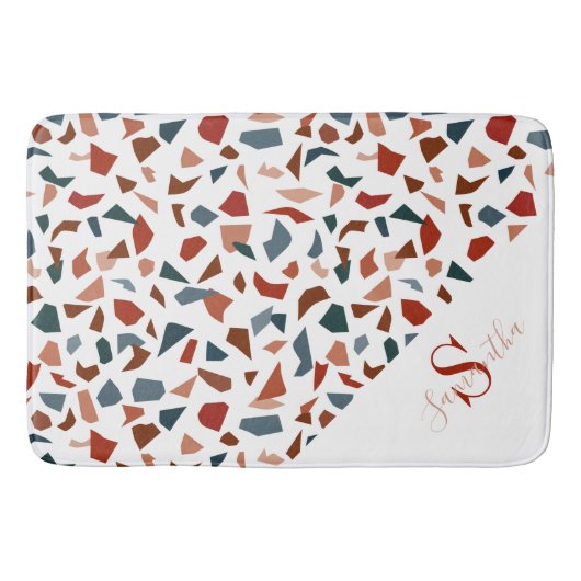 Modern Bruin Patroon Monogram Badmat (Voorkant)