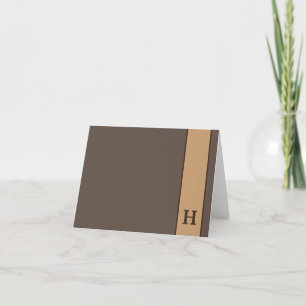 Modern bruin persoonlijk Man — Stationery Monogram Bedankkaart