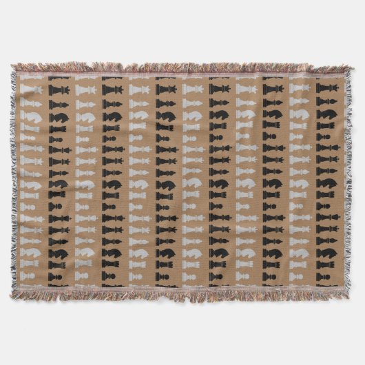 Modern bruin schaakstuk spelpatroon deken (Voorkant)