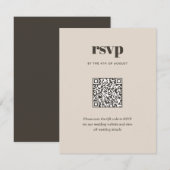 Modern Bruin Trendy Mix Match Wedding QR-code RSVP Kaartje (Voorkant / Achterkant)