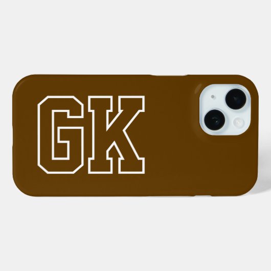 Modern Bruin Wit  Varsity Monogram Initiaal Case-Mate iPhone Case (Achterkant (horizontaal))