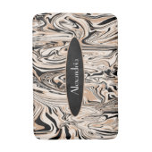 Modern Bruin Zwart Waterverf Stijlvol Personaliser Badmat (Voorkant Verticaal)