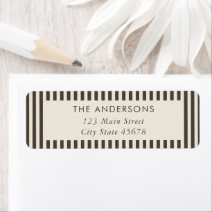 Modern bruine strepen retouradres etiket