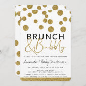 Modern Brunch & Bubble Invitation Kaart (Voorkant / Achterkant)
