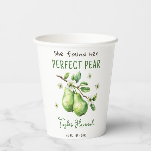 Modern Brunch Greenery Perfect Pear Vrijgezellenfe Papieren Bekers (Achterkant)