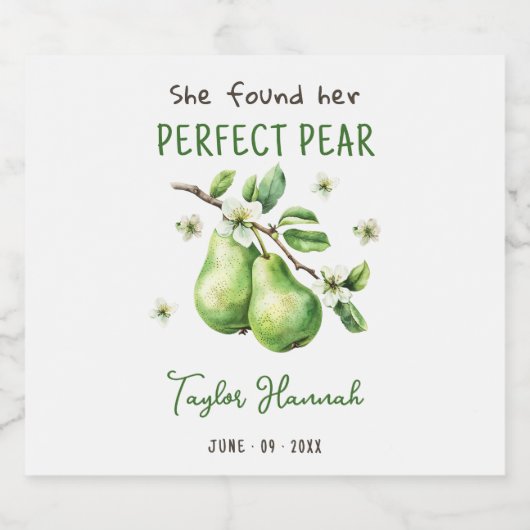 Modern Brunch Greenery Perfect Pear Vrijgezellenfe Sparkling Wijnetiket (Enkel label)