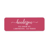 Modern Brush Handwritten Red Return Address Etiket (Voorkant)