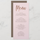 Modern Brush Roos Gold Wedding Menu (Voorkant / Achterkant)