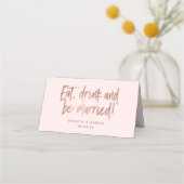 Modern Brush Roos Gold Wedding Place Card (Voorkant)