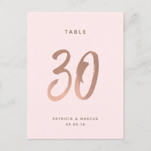Modern Brush Roos Goud Trouwtafel nummer 30 Briefkaart