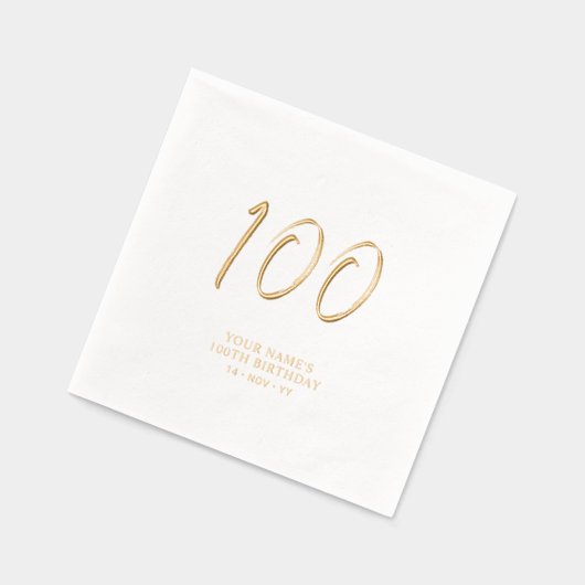 Modern Brush Script 100ste verjaardagsfeestje Folie Servetten (Links)