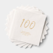 Modern Brush Script 100ste verjaardagsfeestje Folie Servetten (Insitu (Gestapeld))