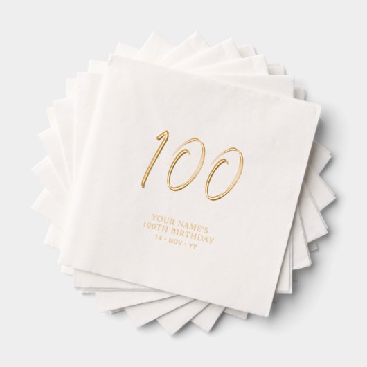 Modern Brush Script 100ste verjaardagsfeestje Folie Servetten (Insitu (Gestapeld))