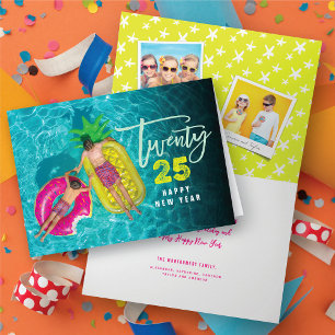 Modern Brush Script 2025 Typografie Nieuwjaarsfoto Feestdagen Kaart