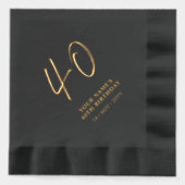 Modern Brush Script 40ste Verjaardagsfeest Zwart Folie Servetten (Voorkant)
