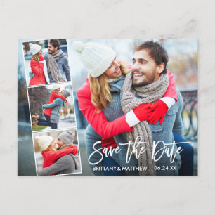 Modern Brush Script 4 Photo Sla de datum op Briefkaart