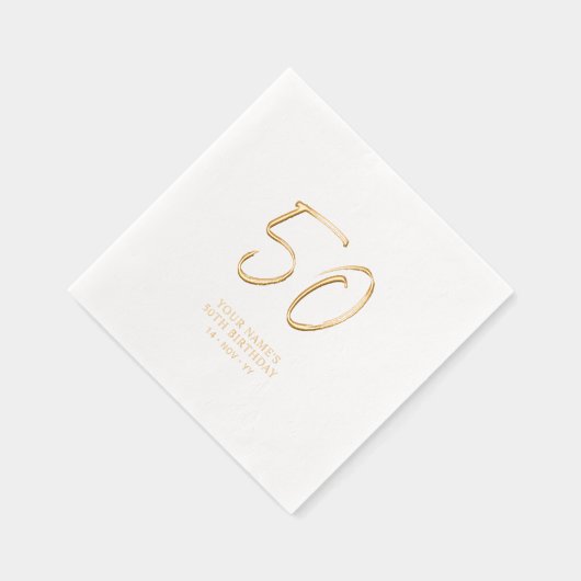 Modern Brush Script 50ste verjaardagsfeestje Folie Servetten (Rechts)