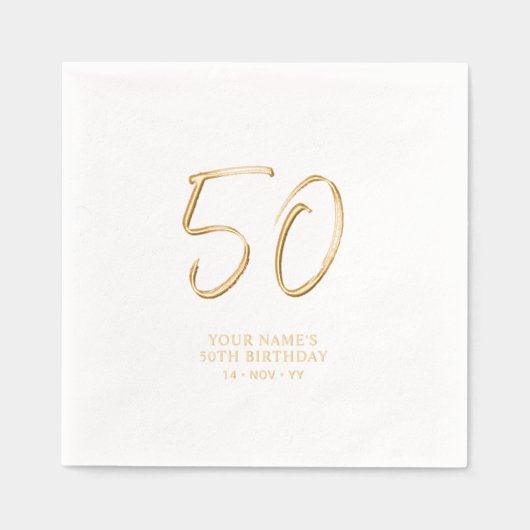 Modern Brush Script 50ste verjaardagsfeestje Folie Servetten (Voorkant)