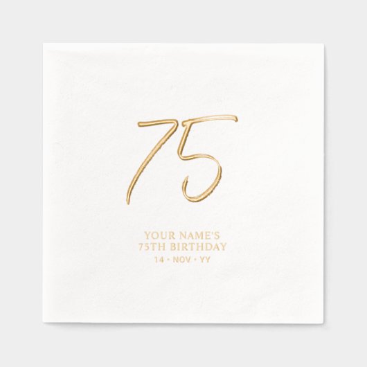 Modern Brush Script 75e verjaardagsfeestje Folie Servetten (Voorkant)