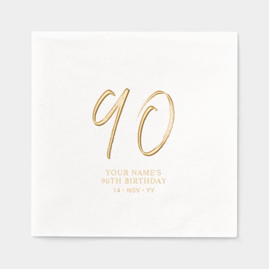 Modern Brush Script 90ste verjaardagsfeestje Folie Servetten (Voorkant)
