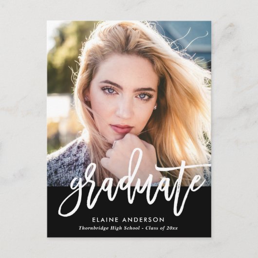 Modern Brush script afstuderen uitnodiging (Voorkant)