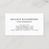 Modern Brush Script Fotografie Foto W Visitekaartje (Achterkant)