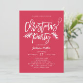 Modern Brush Script Kerstfeest Rood Kaart (Staand voorkant)