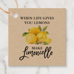 Modern Brush Script Lemons Limoncello Kraft Bedankjes Labels