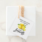 Modern Brush Script Lemons Limoncello Kraft Bedankjes Labels (In situ)