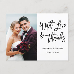 Modern Brush Script Liefde en Dank Huwelijk Wht Briefkaart