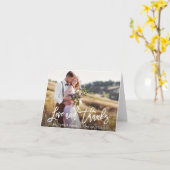 Modern Brush Script Love-Bedankt | Trouwnotitie Kaart (Gele Bloem)