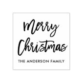 Modern Brush Script Merry Christmas Square Rubberstempel (Afrduk)