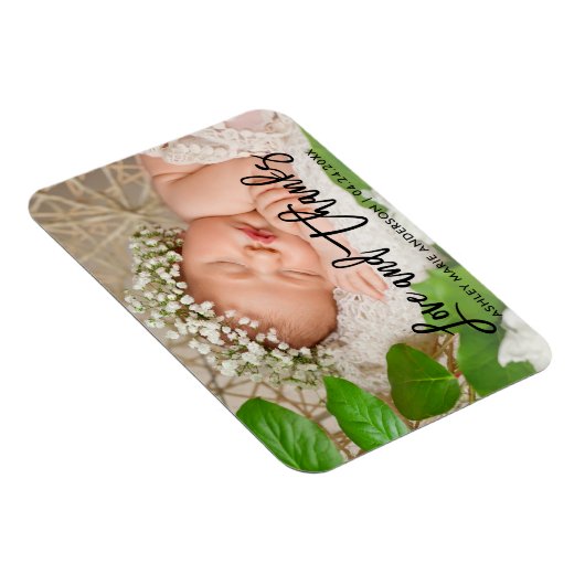 Modern Brush Script Nieuwe Baby Liefde en Bedankt Magneet (Rechterzijde)