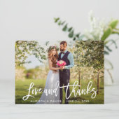 Modern Brush Script Trouwfoto Liefde Bedankt (Staand voorkant)