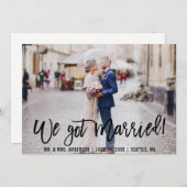 Modern Brush Script we zijn getrouwd met Mr en Mrs Aankondiging (Voorkant / Achterkant)