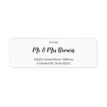Modern Brush Script Wedding Return Address Label