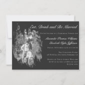 Modern Brushstroke Photo Black Rehearsal Dinner Kaart (Voorkant)