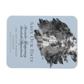 Modern Brushstroke Photo Save the Date Blue Magneet (Horizontaal)