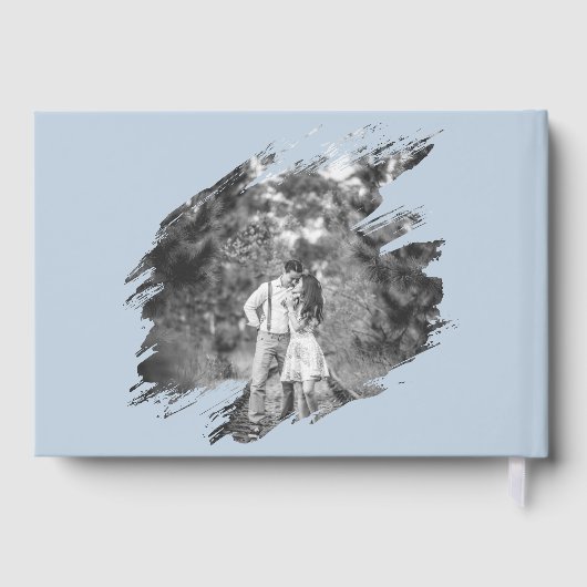 Modern Brushstroke Photo Wedding | Blue Gastenboek (Achterkant)