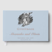 Modern Brushstroke Photo Wedding | Blue Gastenboek (Voorkant)