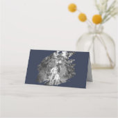 Modern Brushstroke Photo Wedding | Navy Blue (Achterkant)