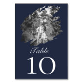 Modern Brushstroke Photo Wedding | Navy Blue Kaart (Achterkant)