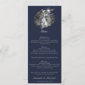 Modern Brushstroke Photo Wedding | Navy Blue Menu (Voorkant / Achterkant)
